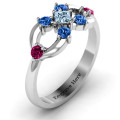 Princess Centre Infinity Ring with square centre stone and surrounding round stones