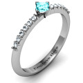 Princess centre stone ring with twin accent rows, gallery view