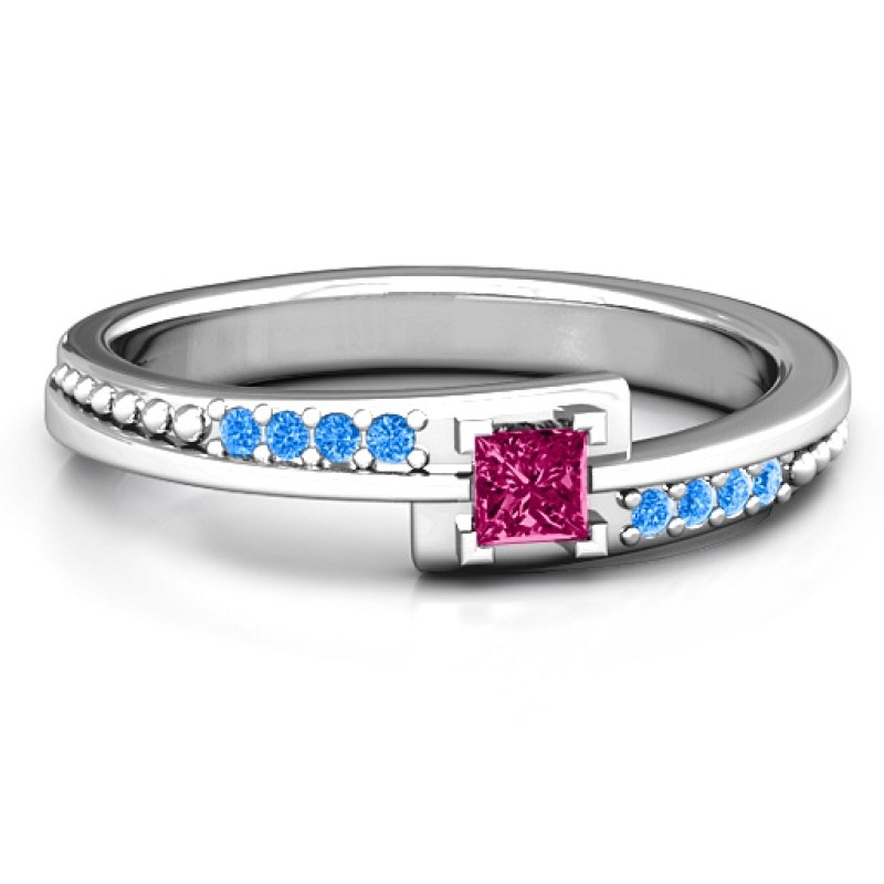 Princess cut ring with accent stones