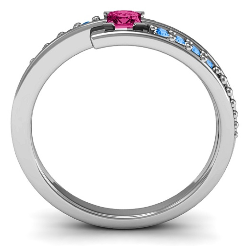 Princess cut ring with accent stones product view