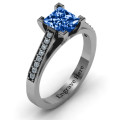 Princess Cut Ring with Channel Set Accents Princess-cut zirconia ring with channel-set accent stones