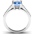 Princess Cut Ring with Channel Set Accents Princess-cut zirconia ring with channel-set accent stones