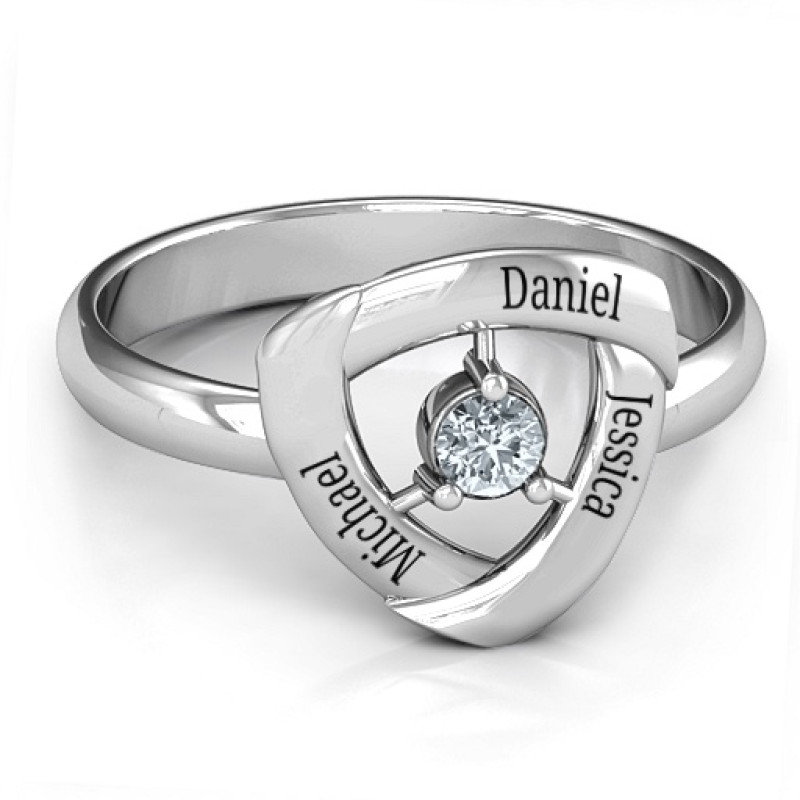 Personalised Protective Shield Ring Personalised Protective Shield Ring with centre stone