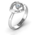 Personalised Protective Shield Ring Personalised Protective Shield Ring with centre stone