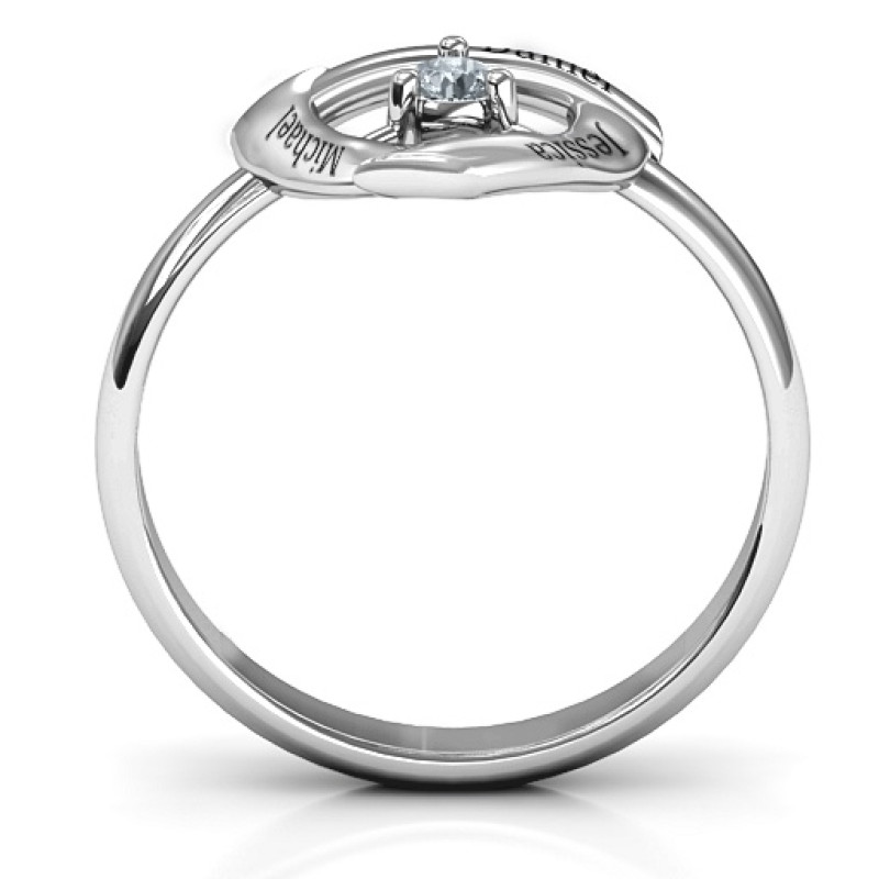 Personalised Protective Shield Ring Personalised Protective Shield Ring with centre stone
