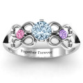 Quad infinity ring with centre stone and dual accent stones