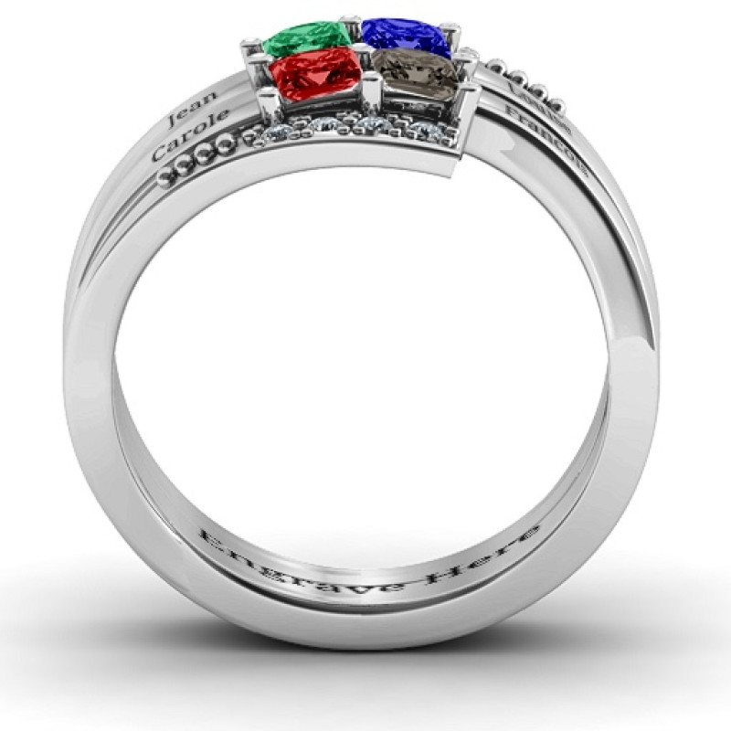 Quad Princess Stone Ring with Accents Quad princess stone ring with accent stones