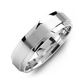 Raised brush centre men's ring with flat polished edges