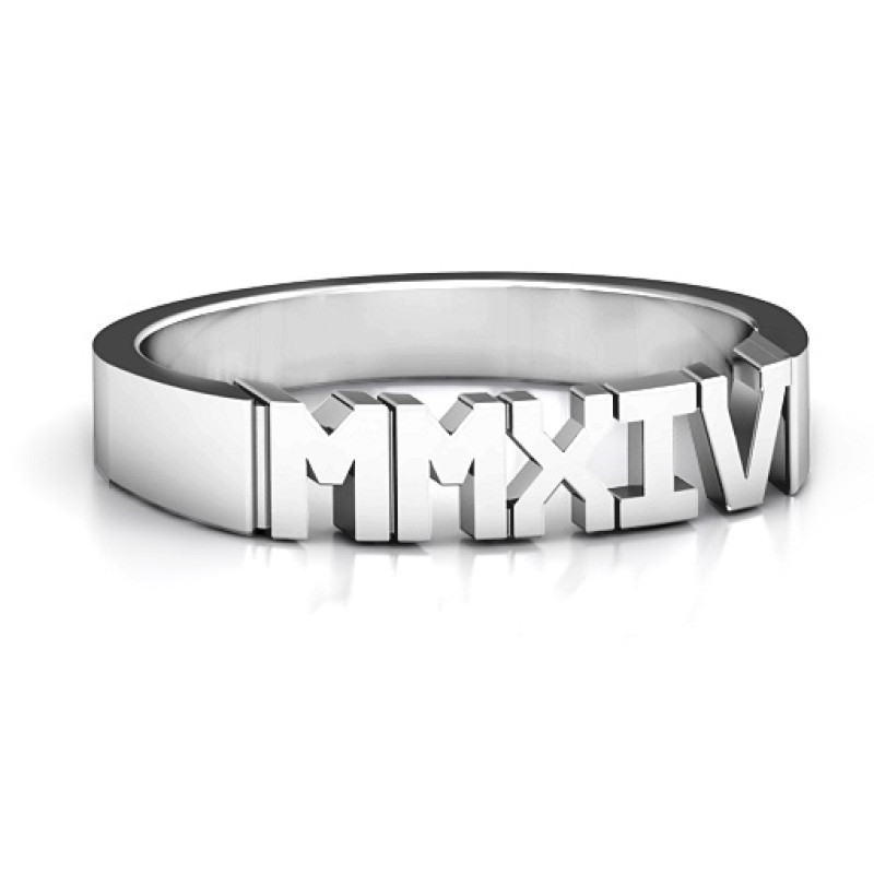 Roman numeral unisex graduation ring
