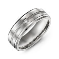Men's rope design ring with a round stone and beveled edges