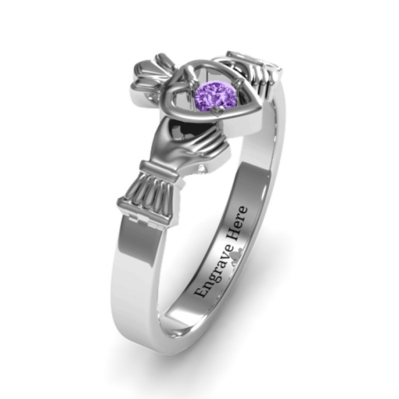 Round Stone Claddagh Ring product view
