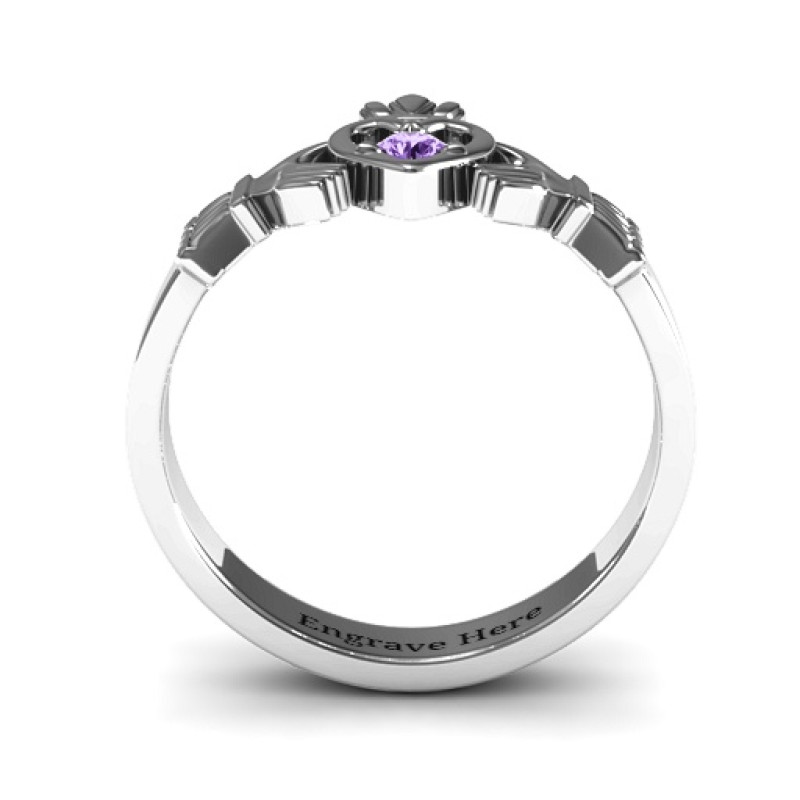 Round Stone Claddagh Ring product view