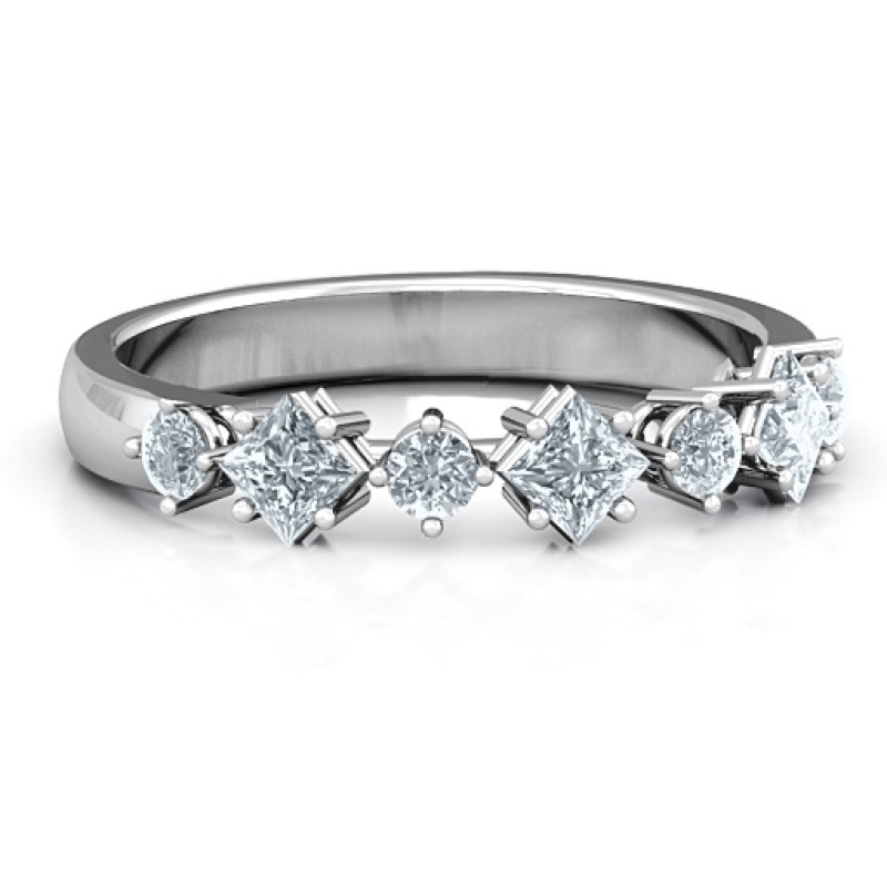 Shape of Her Heart Band Ring with set stones