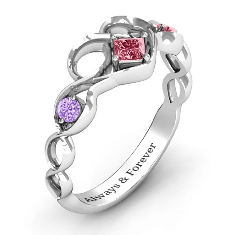 Shimmering Infinity Princess Stone Heart Ring product view