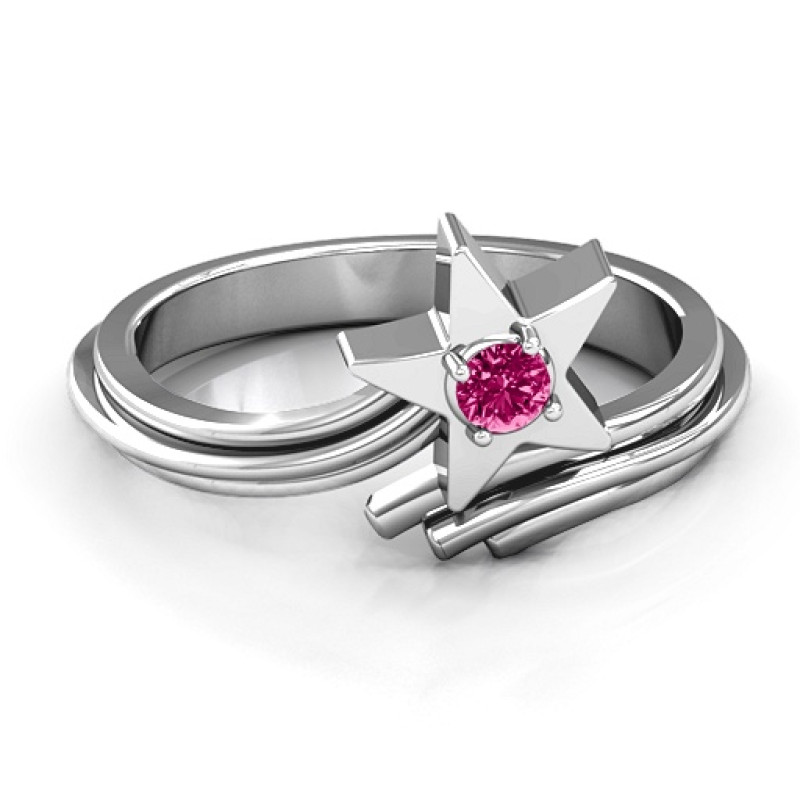 Shooting Star Ring with a round centre stone