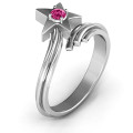 Shooting Star Ring with a round centre stone