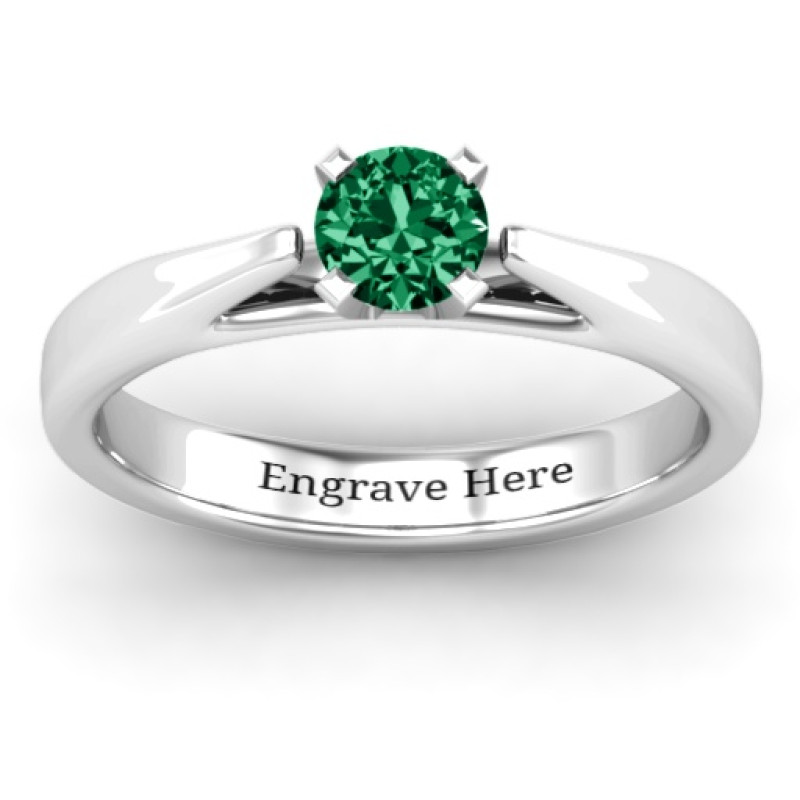 Ski Tip Solitaire Ring Ski Tip Solitaire Ring with round centre stone