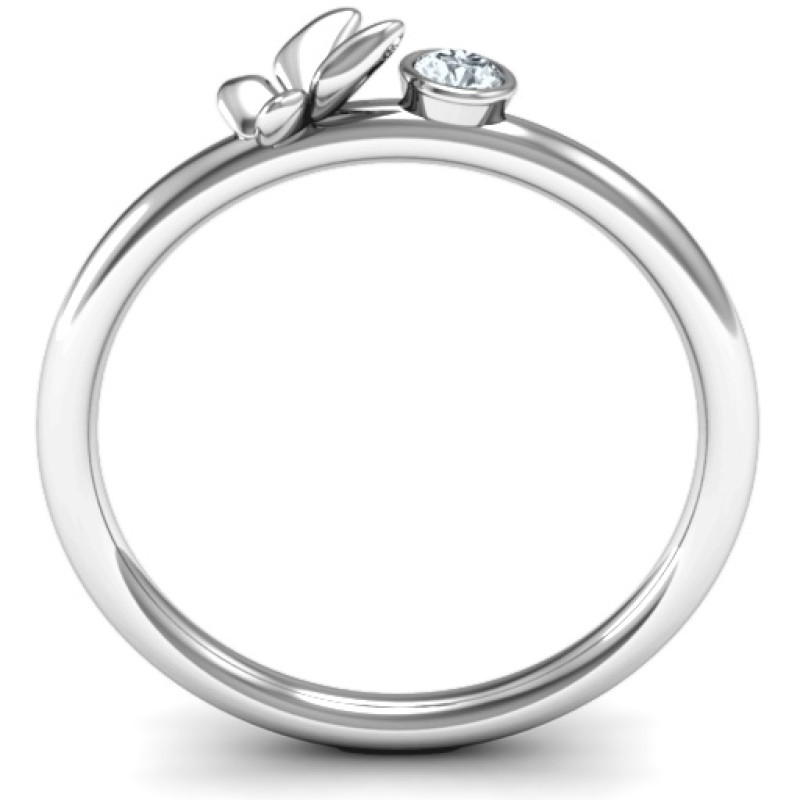 Soaring Butterfly Ring with Round Stone Soaring butterfly ring with a round stone
