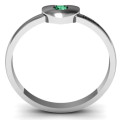 Solid Heart Single Gemstone Ring - Product View Solid heart ring with a single round gemstone, product view