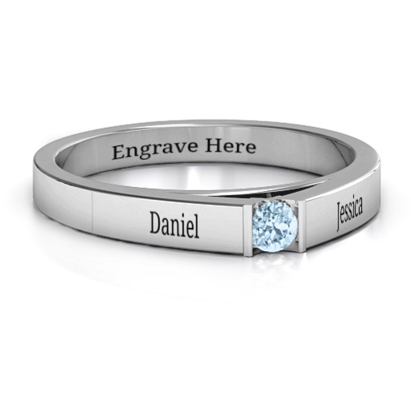 Solitaire Bridge Ring with round centre stone and polished flat band