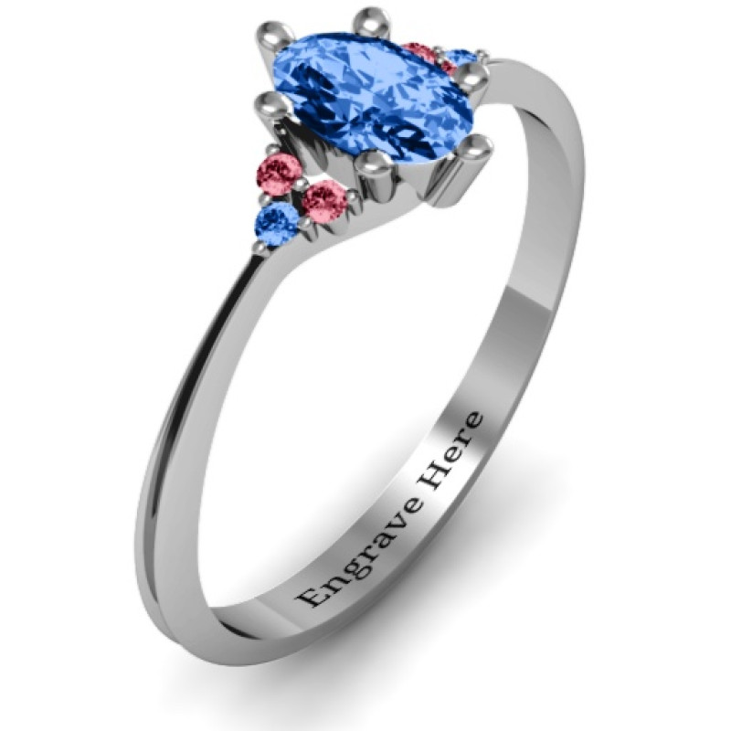 Solitaire Oval Ring Product Image Solitaire oval ring with triple accent stones