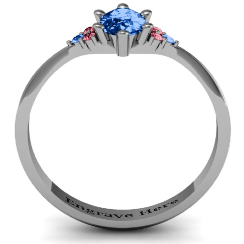 Solitaire Oval Ring Product Image Solitaire oval ring with triple accent stones