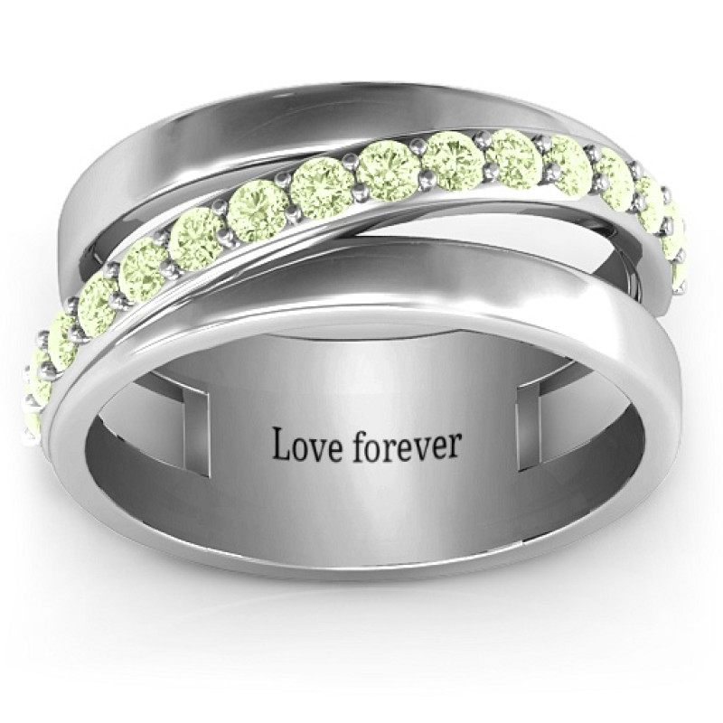 Sparkling Sash Ring Sparkling Sash Ring with split-shank band and diagonal accent stones