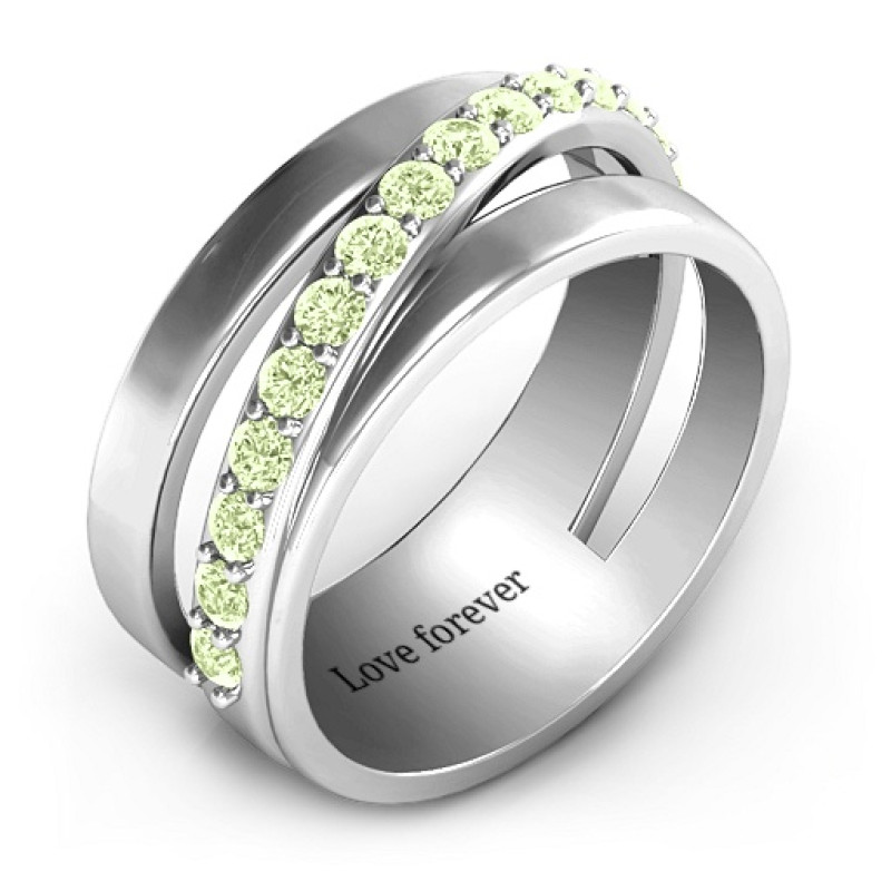 Sparkling Sash Ring Sparkling Sash Ring with split-shank band and diagonal accent stones
