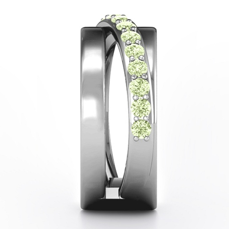 Sparkling Sash Ring Sparkling Sash Ring with split-shank band and diagonal accent stones