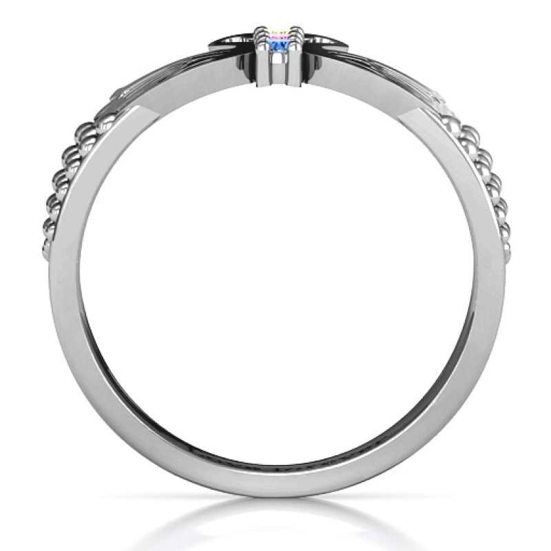 Sparkling Swan Ring with heart-detailed wings