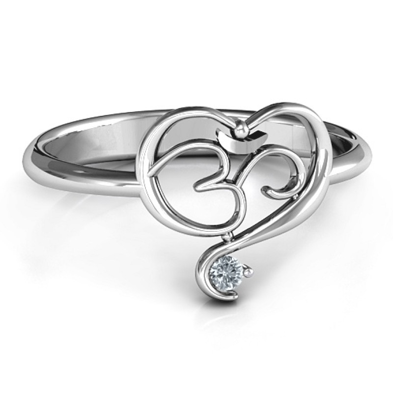 Spiritual Heart Om Ring Spiritual Heart Om Ring with heart-shaped Om symbol design
