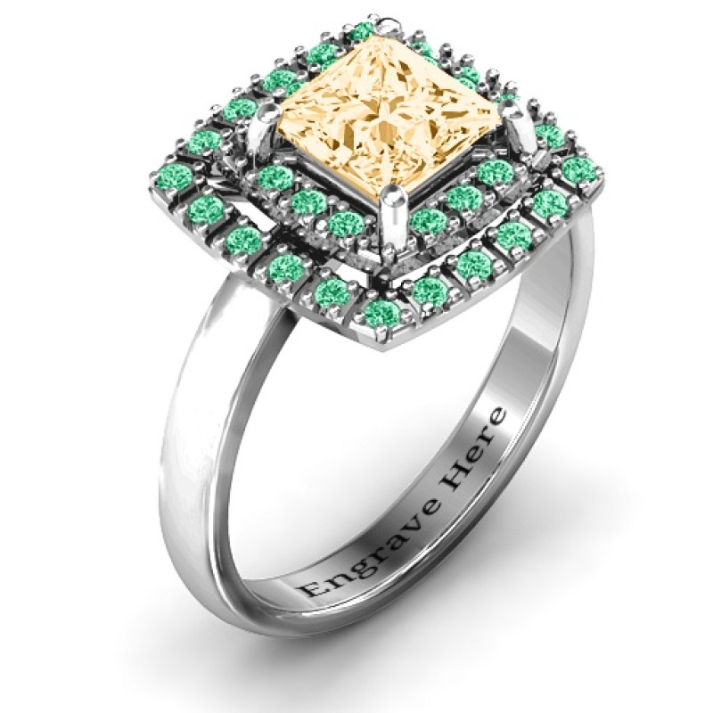 Splendid Double Halo Princess Ring product view