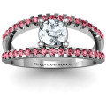 Split shank circle ring with twin accent rows