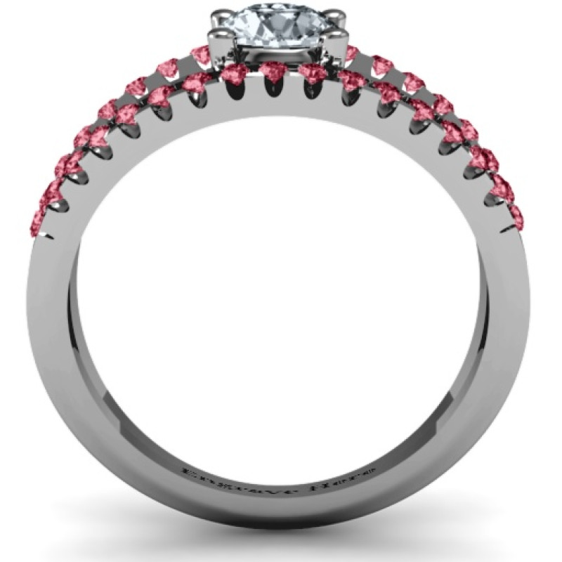 Split shank circle ring with twin accent rows