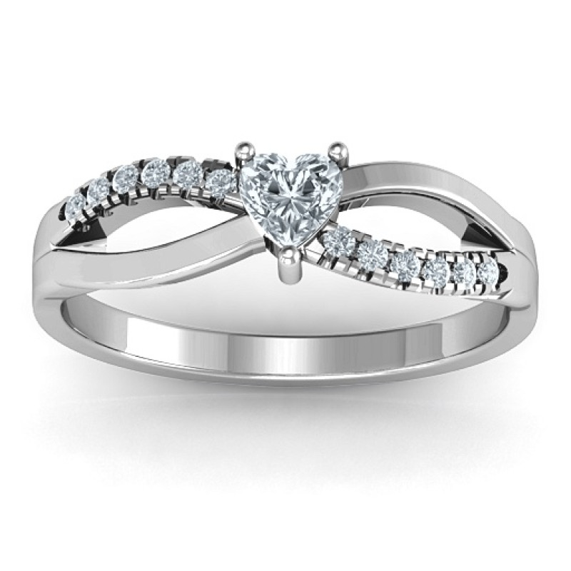 Split Shank Heart Promise Ring - Product View Split shank heart promise ring product view
