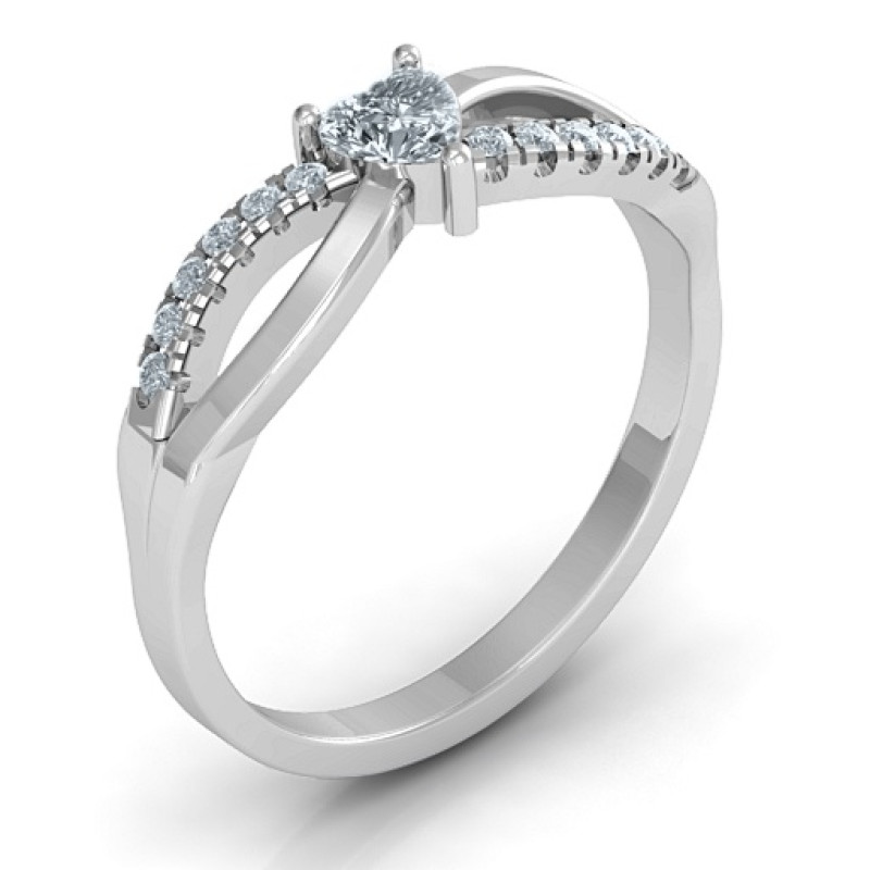 Split Shank Heart Promise Ring - Product View Split shank heart promise ring product view