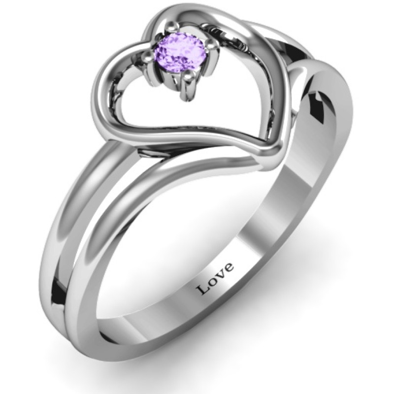 Split Shank Heart Ring - Detail View Split shank heart ring detail view