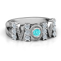 Split shank MOM ring with centre stone and smaller accent stones