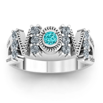 Split Shank Stone Filled MOM Ring Split Shank Stone Filled MOM Ring