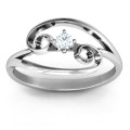 Split Shank Swirl Ring Split shank swirl ring with a round centre stone in a four-prong setting