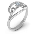 Split Shank Swirl Ring Split shank swirl ring with a round centre stone in a four-prong setting