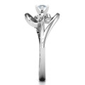 Split Shank Swirl Ring Split shank swirl ring with a round centre stone in a four-prong setting