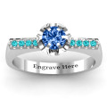 Square Shoulder with Illusion Setting Ring Square shoulder illusion setting ring with floral centre stone detail