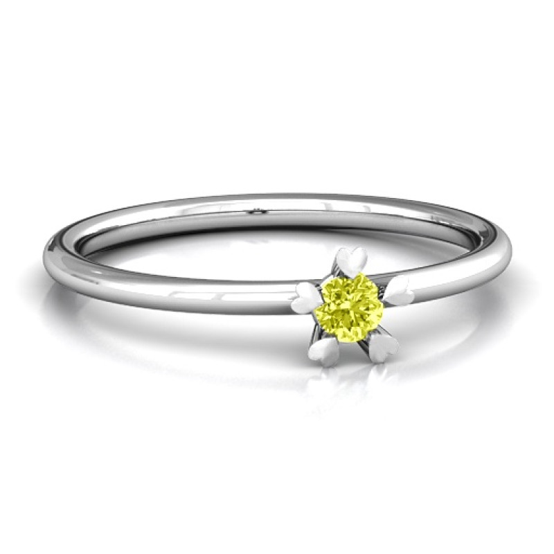 Stackr Hugging Heart Stone Ring Stackr Hugging Heart Stone Ring with heart-shaped prongs around a round stone