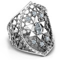 Star of David lattice ring with marquise centre stone and round accent stones