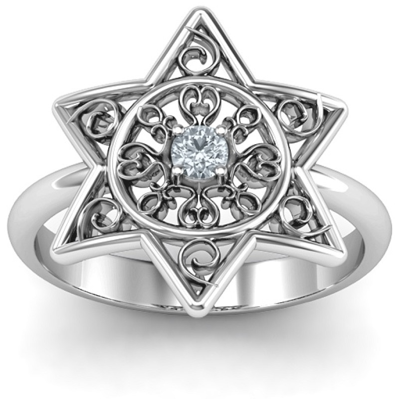 Star of David with Filigree Ring - View 2 Star of David filigree ring product view