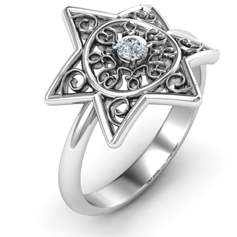 Star of David with Filigree Ring - View 3 Star of David filigree ring product view