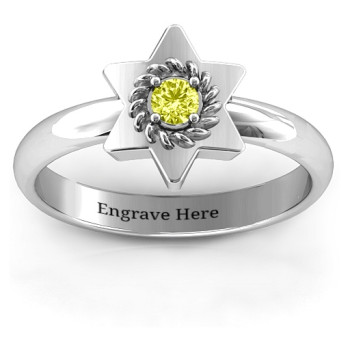 Star of David with Stone and Roping Ring Star of David with Stone and Roping Ring