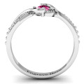 Princess-cut gemstone ring with six round accent stones