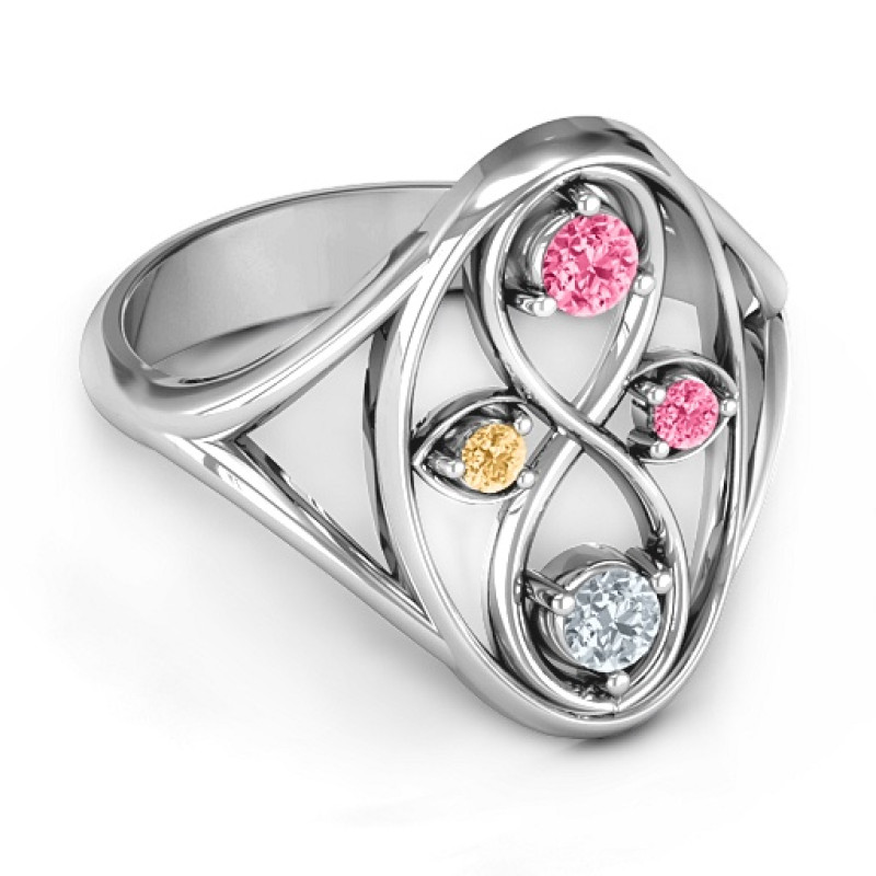 Sterling Silver Forever Love Ring Forever Love Ring with an infinity symbol, hearts and open oval frame